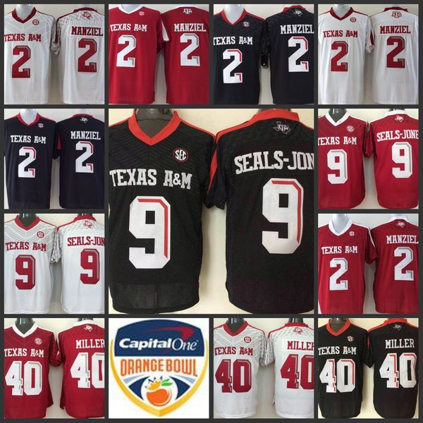 

2 johnny manziel jersey 9 ricky seals-jones 40 von miller jerseys 2022 ncaa texas a&m aggies football jersey stitched college wear all in st, Black