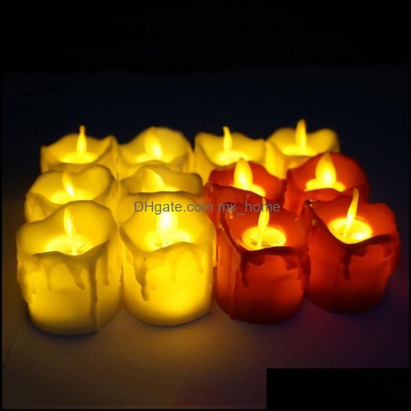 Velas decora￧￣o de casas jardim led sem chamas ch￡ de velas pilar leve tealight bateria operar l￢mpada de casamento PA DHDSV