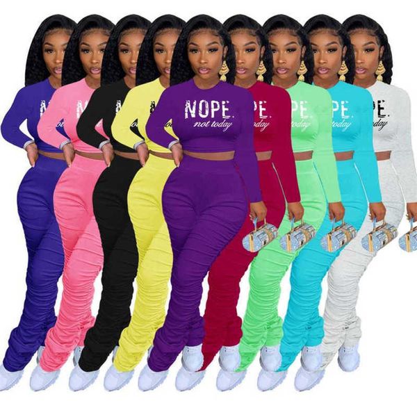 

women tracksuits two piece set designer casual set spring autumn long sleeve t-shirt nope pleated heap pants sportwear 9 colours, Gray