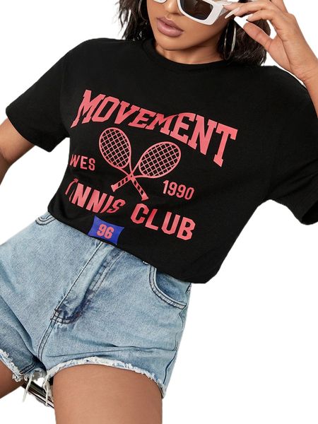 

letter & tennis print tee j8jt#, White