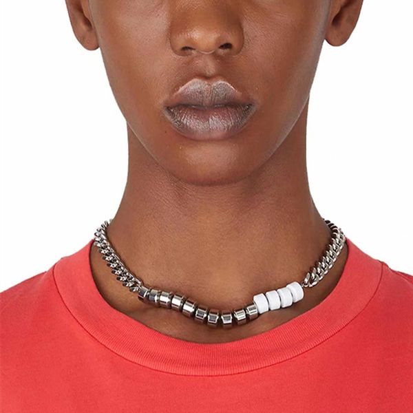 

22fw 1017 alyx studio logo candy beads cuba chain splicing necklace men's and women's hip hop fashion bracelet, Silver