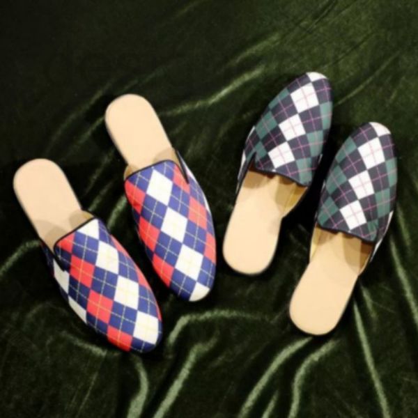 

dress shoes designer men's shoes flat bottomed personality half baotou slippers men's british style casual without heels lf59, Black