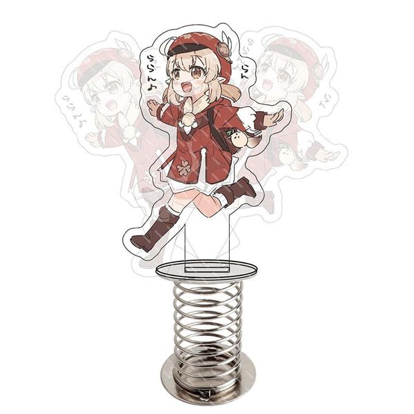 Keychains Anime Genshin Impact Diluc venti fofo acrílico spring shake stand stand stand placa brilhar