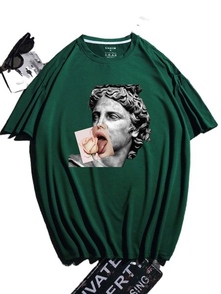 

men figure & floral print tee c0q0#, White;black