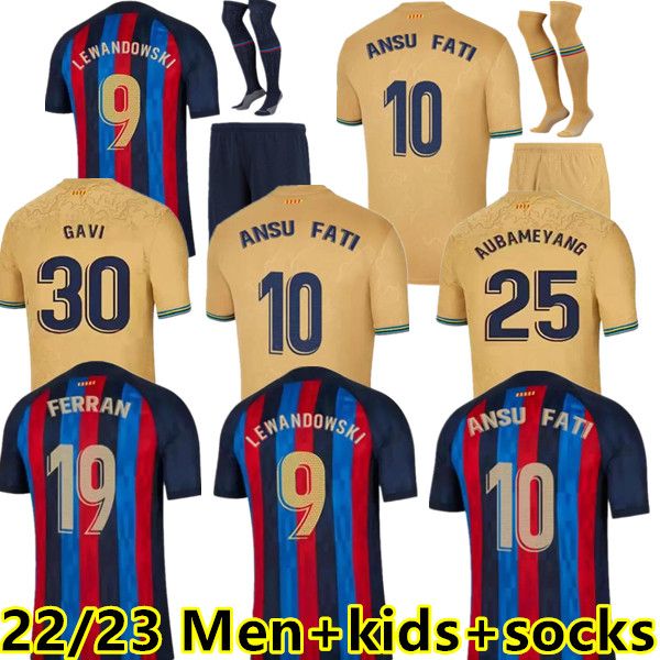 

22 23 lewandowski ansu fati camisetas de football soccer jersey memphis pedri kun aguero adama ferran barcelona griezmann f. de jong dest me, Black;yellow