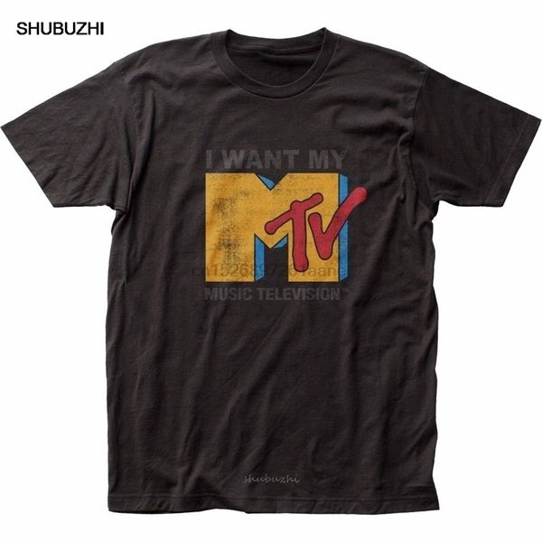 Mtv eu quero meu mtv ajustado licenciado adulto camiseta homens camiseta de manga curta redonda pescoço de verão masculino de marca de gola alta 220509