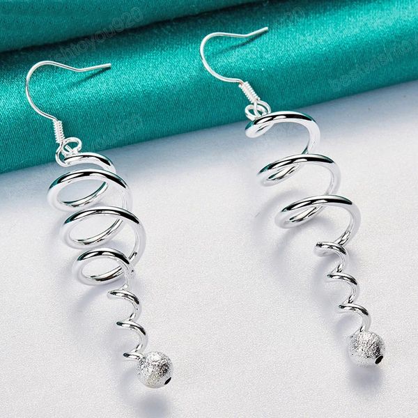 

925 sterling silver spring frosted bead ball dangle earrings for women engagement wedding birthday gift fashion jewelry