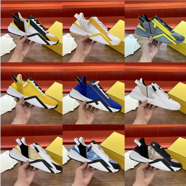 

italy designer slip-on fabric running sneakers shoes rubber sole mens trainers side zip adjustable elasticated laces gradient sunrise print