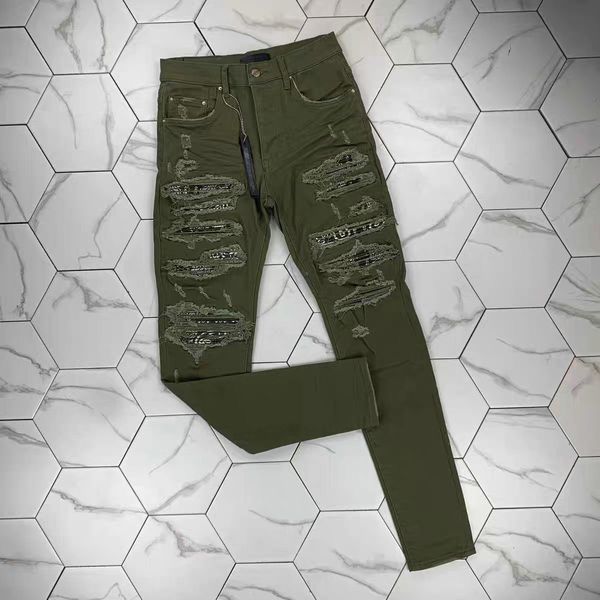 

hm536 mens jeans distressed motorcycle biker jean rock skinny slim ripped hole stripe fashionable snake embroidery denim pants, Blue