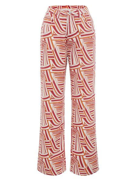 

allover print wide leg jeans o6fm#, Blue