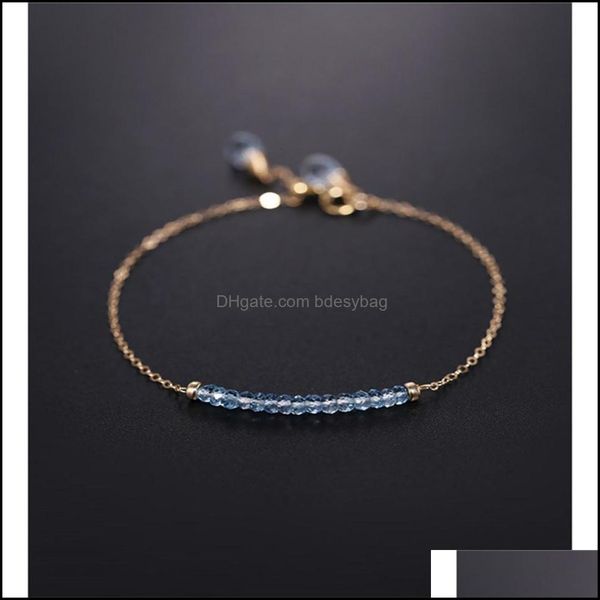 Charm Armbänder Schmuck 21SS Sky Blue Topaz Armband Damen Juwelen Echt Gelb 14K Gold Injektion Drop Lieferung 2021 Muofh