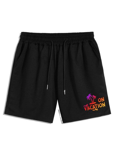 

romwe guys letter tropical print shorts c7sm#, White;black