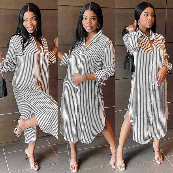 

m20784 women's casual printed long sleeved striped shirt, White