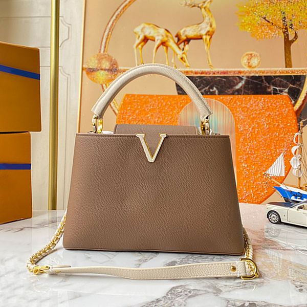 

women capucine handbags tote bag crossbody shoulder bags braided chain genuine leather fashion letters clemence solid color handbag purse