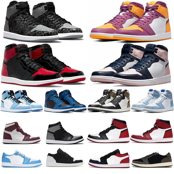 

jumpman 1 jorden 1s basketball shoes men women rebellionaire bred patent brotherhood dark marina blue chicogo unc low black white panda trai