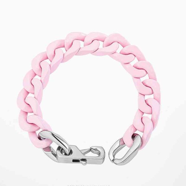 316l Edelstahl Lackarmband Herren Damen 12mm Iced Out Pink Schwarz Orange Kubanische Kette Hip Hopjewelry 15cm 10 Zoll