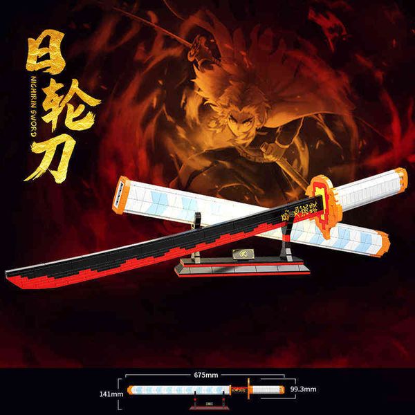 

moc demon slayer katana agatsuma zenitsu nichirin sword ninja building blocks anime action figures bricks toys for kids gifts t220719