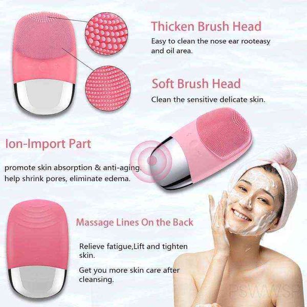 

silicone facial cleansing brush electric face clean device massager skin cleaner sonic vibration deep pore cleaning 220520