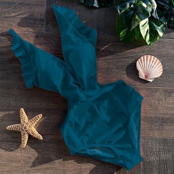 

swimsuit women swimwear push up monokini ruffle swimsuit cut out bathing suit women summer beach wear y200824, White;black