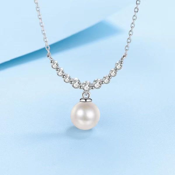 

trendy pendant necklaces 925 silver natural pearl moissanite for women girls fine jewelry charm clavicle necklace birthday giftpendan