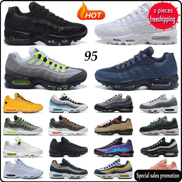 

og boots ale 95 running shoes men women 95s triple black white neon midnight navy glass blue co