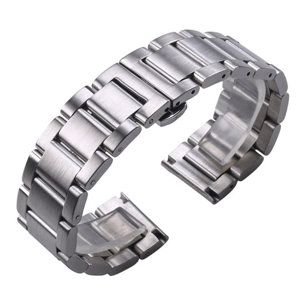 

solid 316l stainless steel watchbands silver 18mm 20mm 21mm 22mm 23mm 24mm metal watch band strap wrist watches bracelet 220412, Black;brown