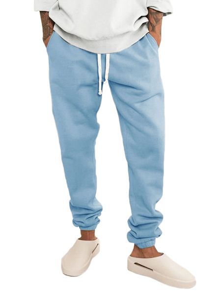 

men slant pocket drawstring waist sweatpants r8o5#, Black