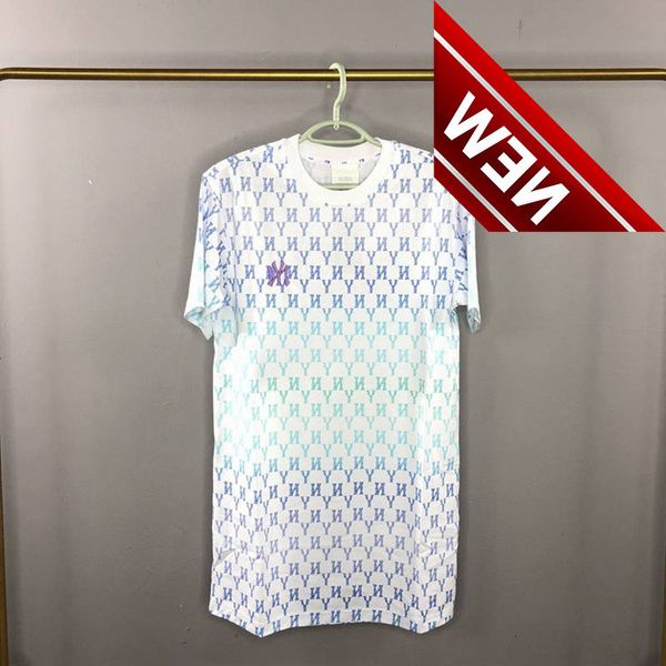 

22 spring / summer new mlb gradient embroidery old flower dress ny allover short sleeve t-shirt for lovers, White;black