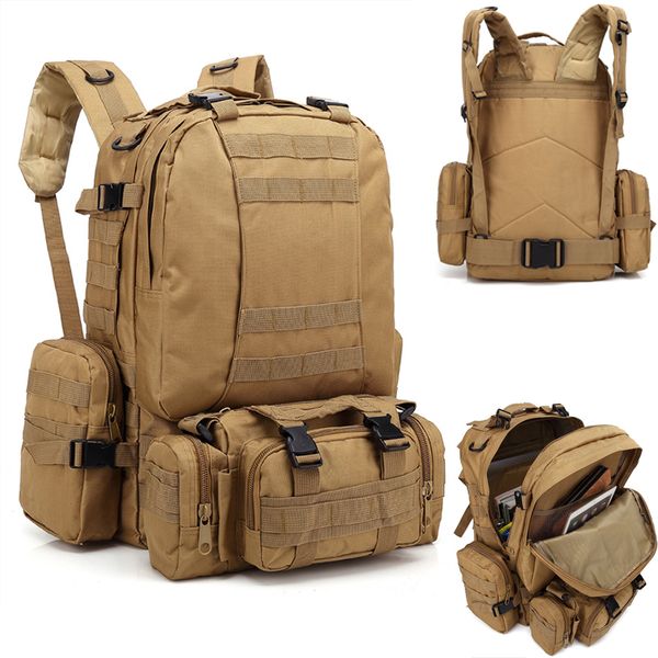 Zaino tattico 4 in 1 Borsa Molle staccabile Esercito Zaino sportivo per arrampicata all'aperto Zaino militare Campeggio Escursionismo Pesca per uomo Donna Donna