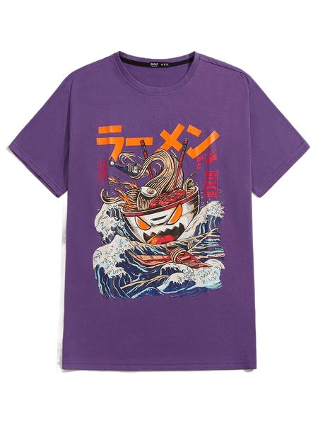 

romwe x ilustrata guys cartoon graphic tee y7n9#, White;black