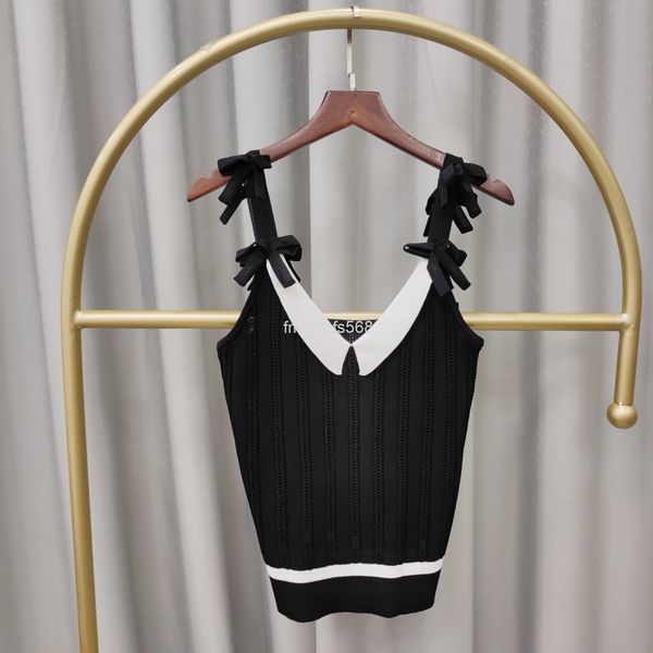 

women's knits & tees summer and autumn small fragrance bow suspender vest women's earth bottomed shirt slim sweater top, White