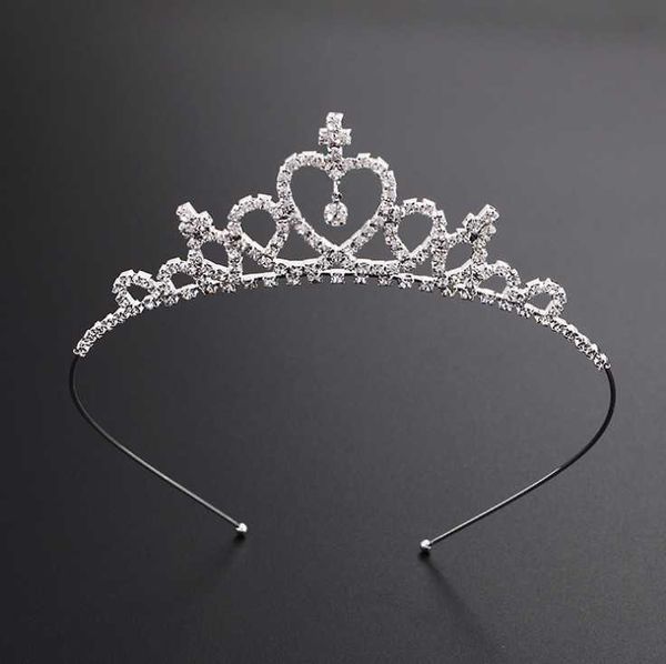 

girls princess crystal tiara crown for birthday party children's hair band, Slivery;white
