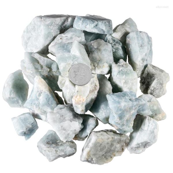 Bolsas de joalheria bolsas Tumbeelluwa 460g Irregular Natural Stone Raw Mineral Mineral Reiki Cura Aquamarina para Decoração de Decoração de Peixes Decora EDWI2