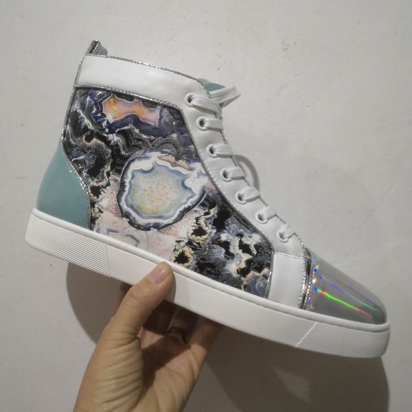 

brand design mens casual shoes red sole sneakers without spiked high orlato sneaker genuine leather outdoor trainers spikes, Black