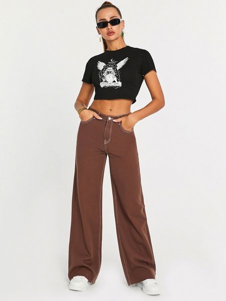 

dual pocket straight leg jeans 62tk#, Blue