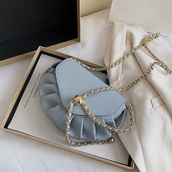 

women's small summer bag new fashion versatile ins messenger bag net red pleated chain shoulder bag