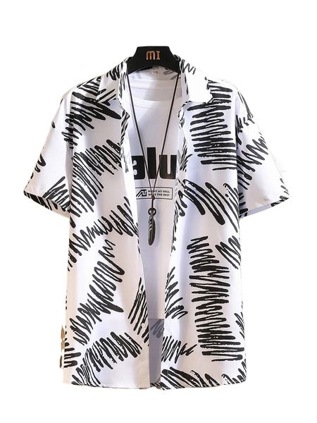 

men random graphic print shirt without tee k21l#, White;black