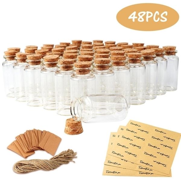 25 ml Mini Cam Şişe Mantar ile Temizle Asılı Dekorasyon Düğün Centerpiece Jar Dekor Şekeri 220329