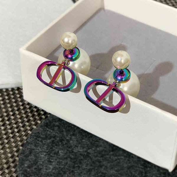 

super discount 75% off new fashion letters colorful front and back two earrings exaggerated cool girl unique niche design earrings, Golden