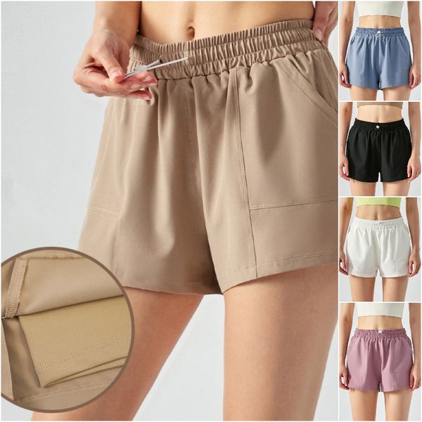 

lu-ds258 luxury womens yoga outfits high waist exercise fitness shorts wear cheerleaders short pants girls running elastic prevent wardrobe, White;black