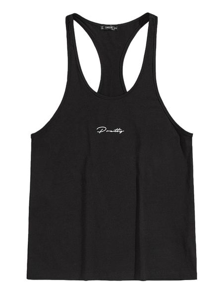 

men letter graphic racer back gym tank h6cx#, White;black