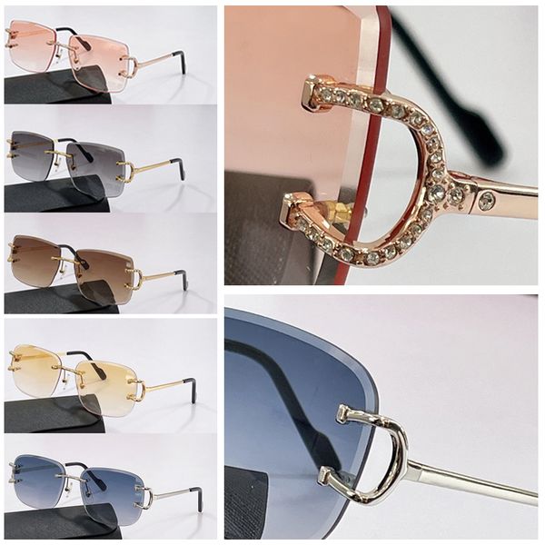 

fashion carti sunglassessunglasses for woman rimless sunglasses diamond ultra-light frame high-quality electroplating can replace myopia len, White;black