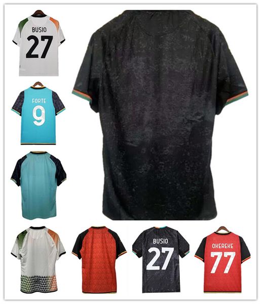 

venezia football jerseys 21/22 #10 aramu #9 forte venice home black soccer jersey #27 busio #7 mazzocchi away white shirt 2021/2022 men 3rd, Black;yellow