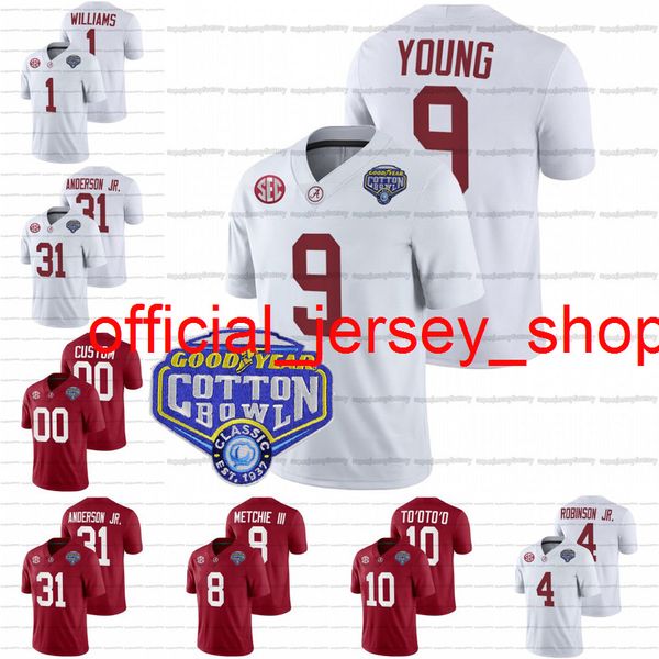 Maglia personalizzata Alabama Crimson Tide College Football 2021 Cotton Bowl Bryce Young Henry To'oTo'o 8 John Metchie III Will Anderson Jr. Jameson