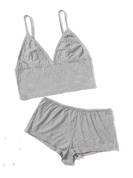 

plain rib lingerie set g3pj#, Black;red