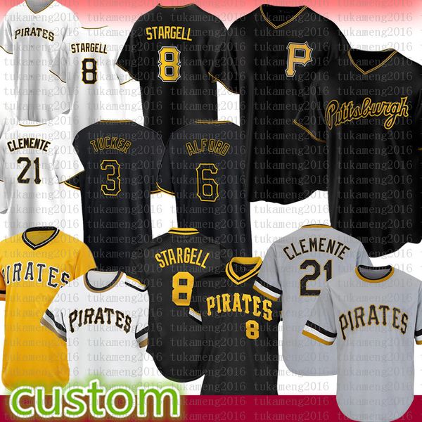 Pittsburgh 8 Willie Stargell Pirates Baseballtrikot Roberto Clemente Anthony Alford Cole Tucker Roberto P￩rez Ben Gamel Michael Chavis Greg Allen Hayes