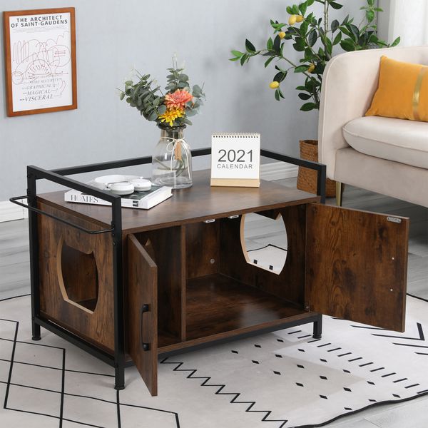 

cat supplies 30 inches litter apartment pet crate with iron and wood sturdy structure cat dog house nightstand