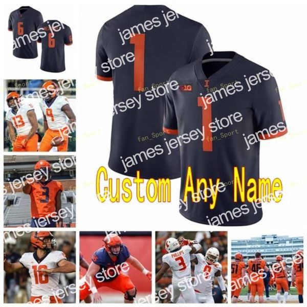 

james ncaa college jerseys illinois fighting illini 3 marquez beason 35 jake hansen 4 ricky smalling 40 shammond cooper custom football stit, Black