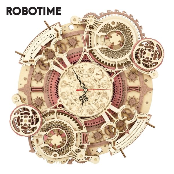 Robotime ROKR Time Art Zodiac Orologio da parete 3D Puzzle in legno Giochi Kit di costruzione di modelli Giocattoli per bambini Bambini LC 220715