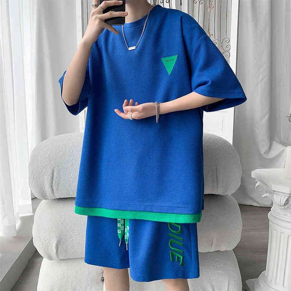

short sleeve t-shirt boys loose sports suit summer youth middle school students a of cloth shorts with handsome gym fashion clothing, White;black